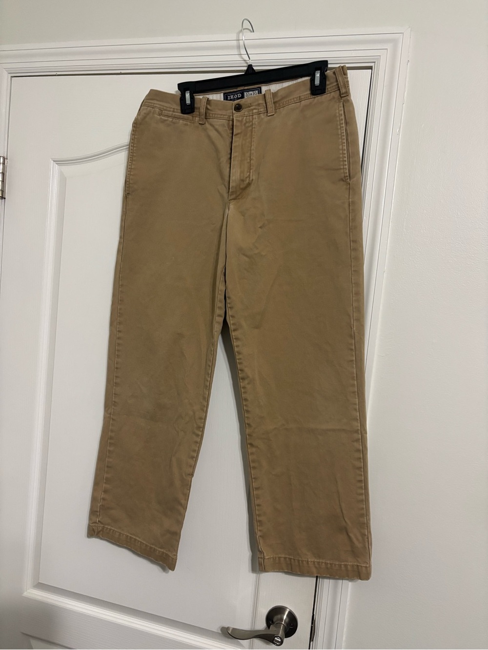 Men's Khaki Cotton Chinos - Classic Casual Pants IZOD